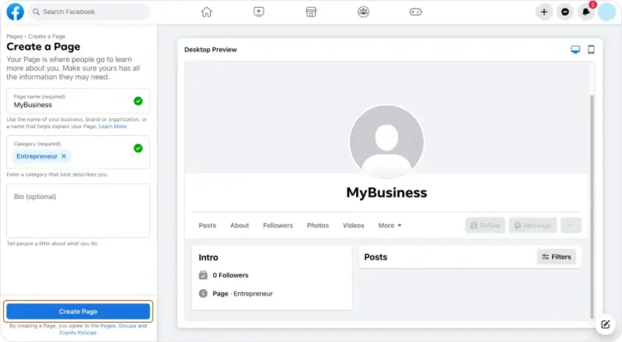 Create Page Facebook Tutorial 3