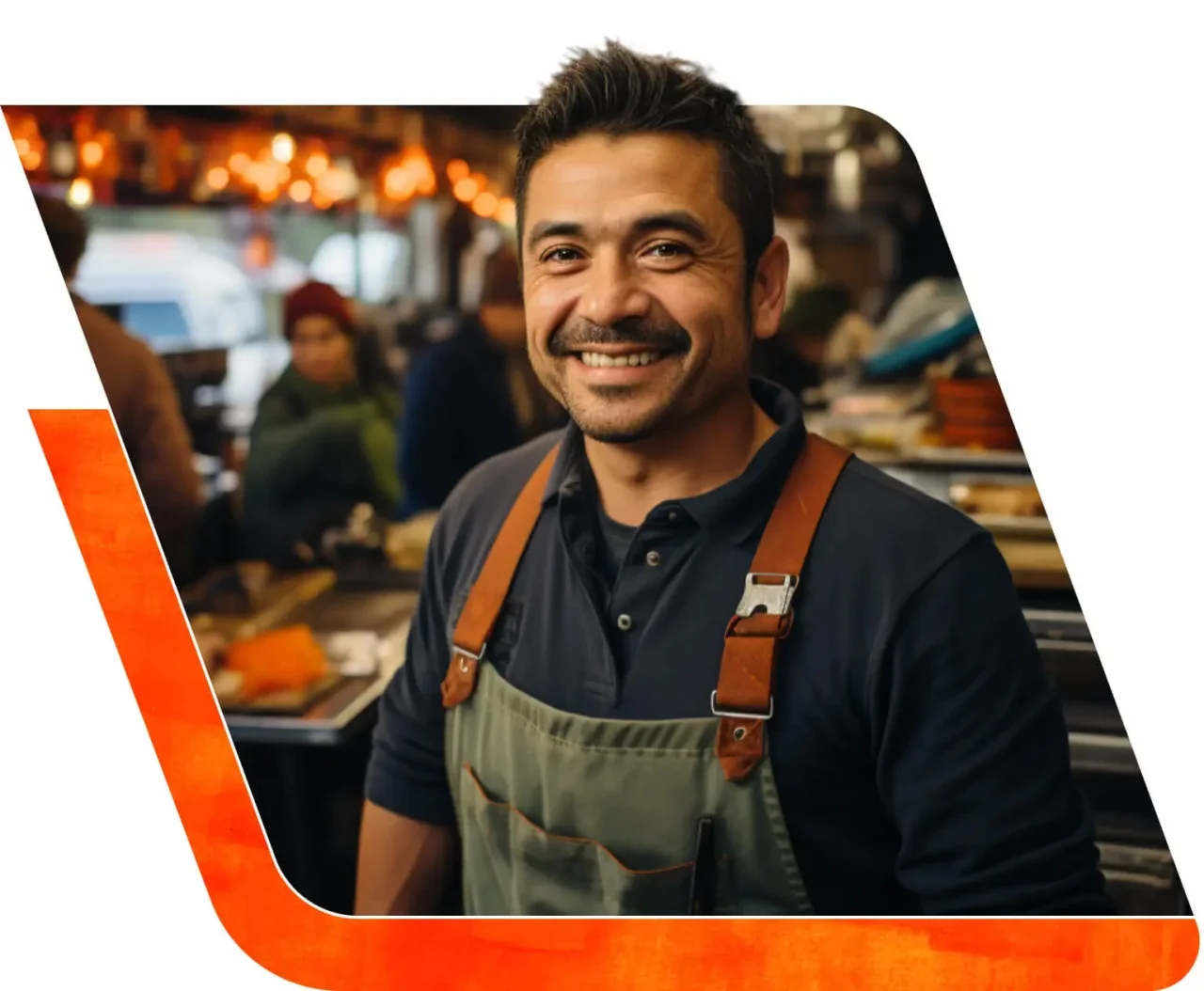 Smiling Vendor In A Market