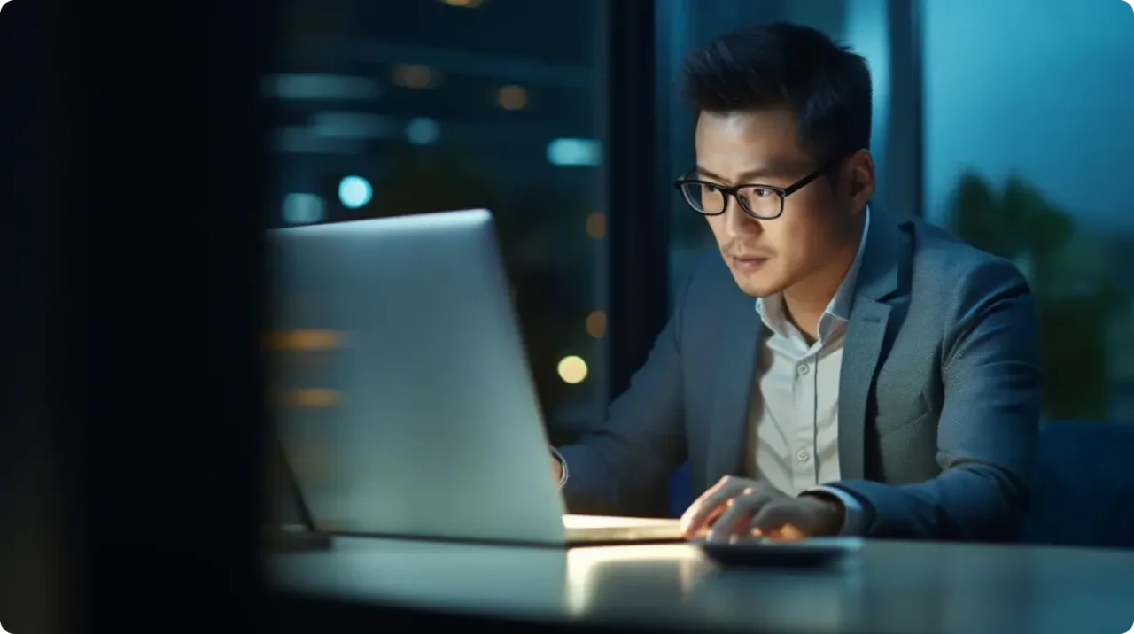 Man In Suit With Laptop