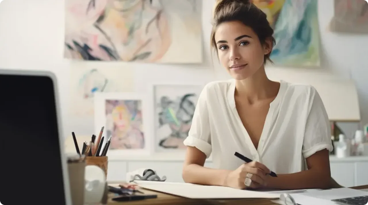Woman Sitting At Desk