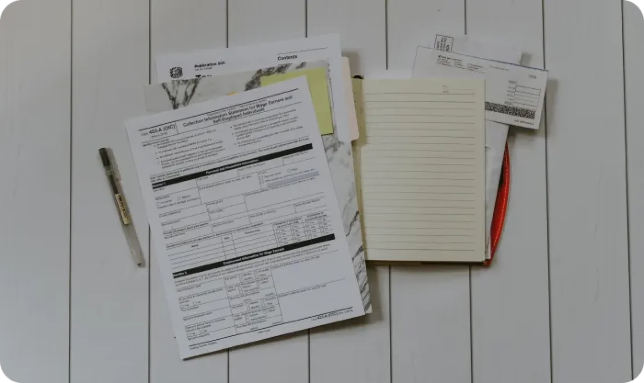 Stack Of Documents Flat Laying