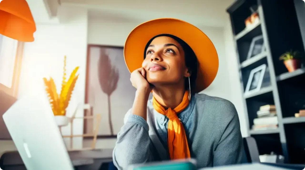 Woman In Orange Hat
